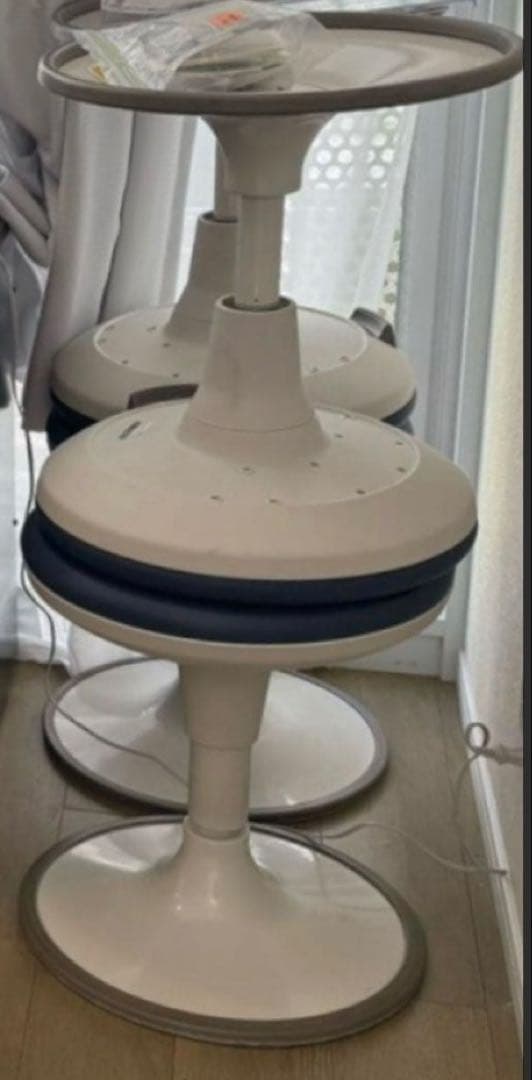 ⑤オカムラ インディゴブルー 円盤脚 回転スツール