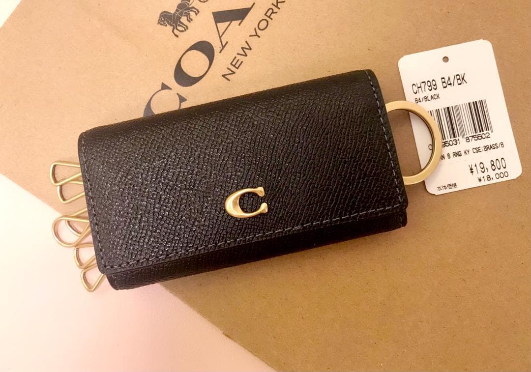 しれじゅもん 新品 coach 6 リング キー ケース ブラック