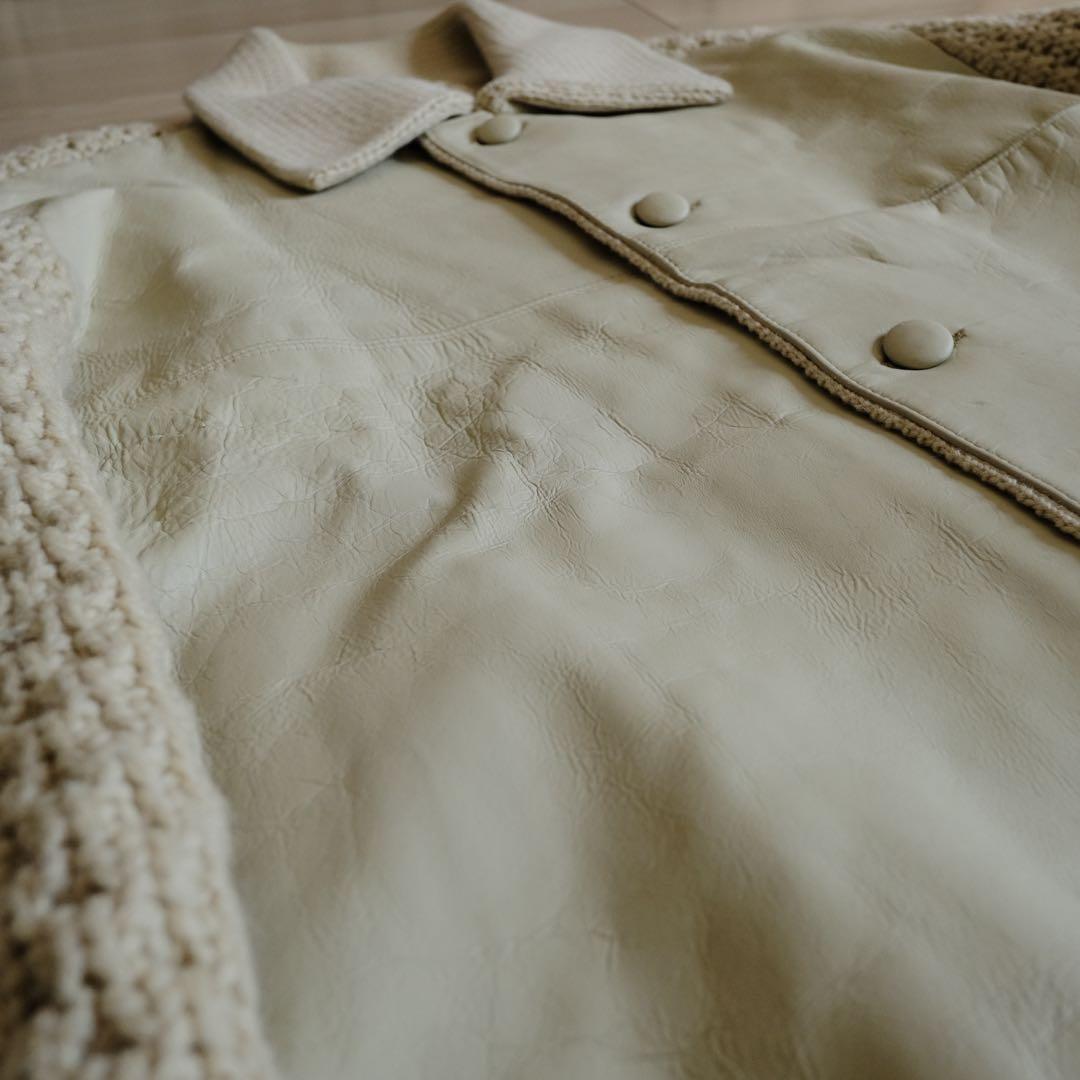 70s 80s 西ドイツ製 euro vintage ホワイト レザージャケット