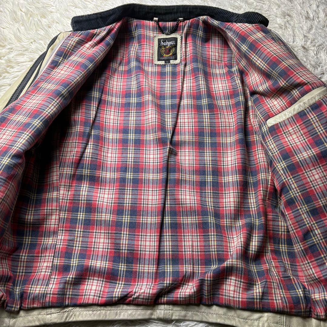 L 良品　クラシックレーサー　Schott　シングルライダース　牛革　ホワイト