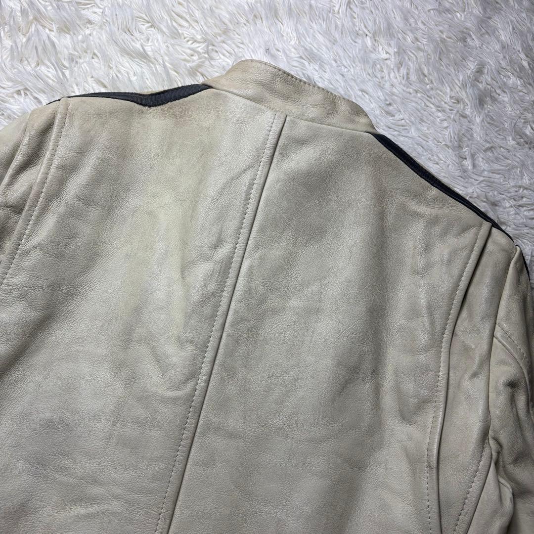 L 良品　クラシックレーサー　Schott　シングルライダース　牛革　ホワイト