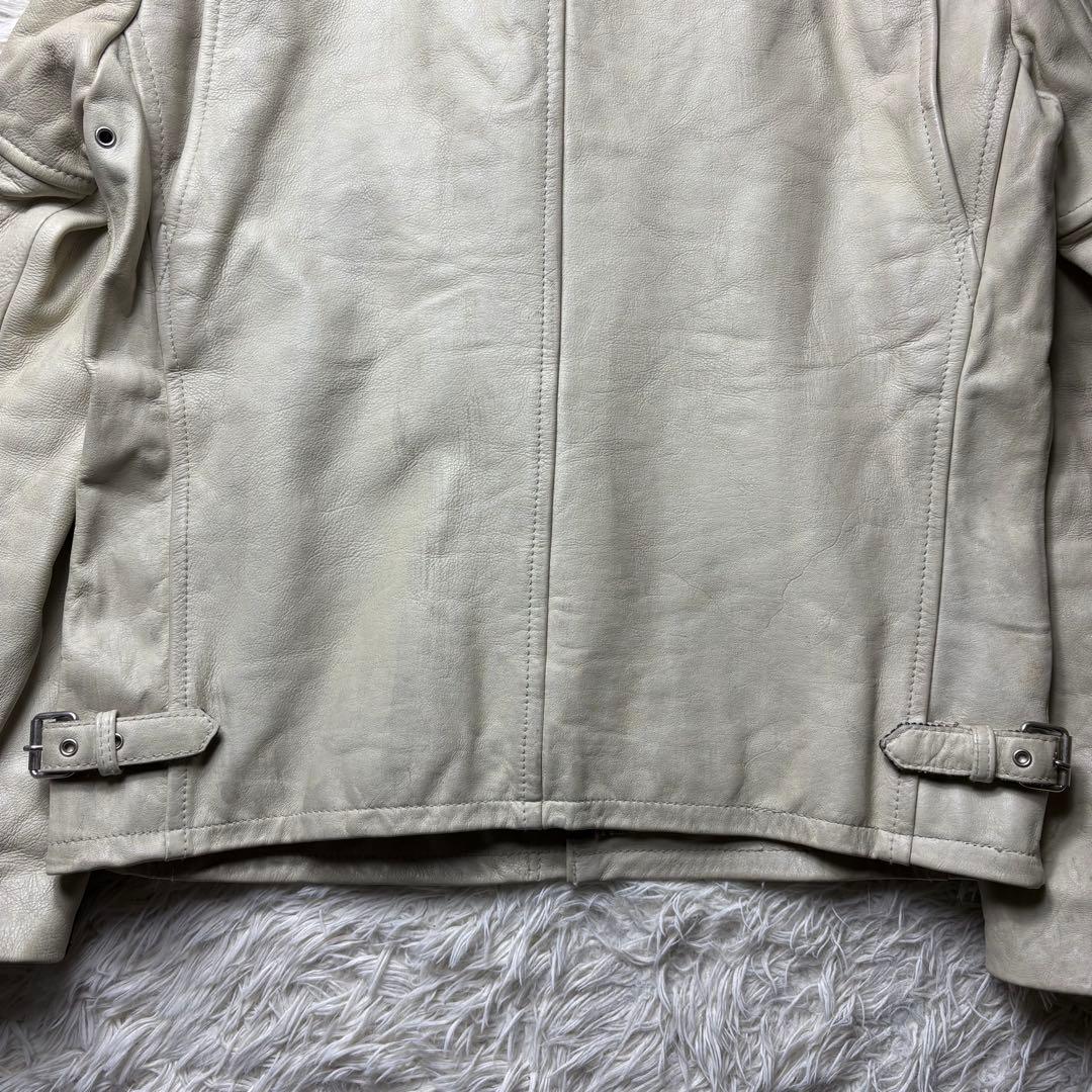 L 良品　クラシックレーサー　Schott　シングルライダース　牛革　ホワイト