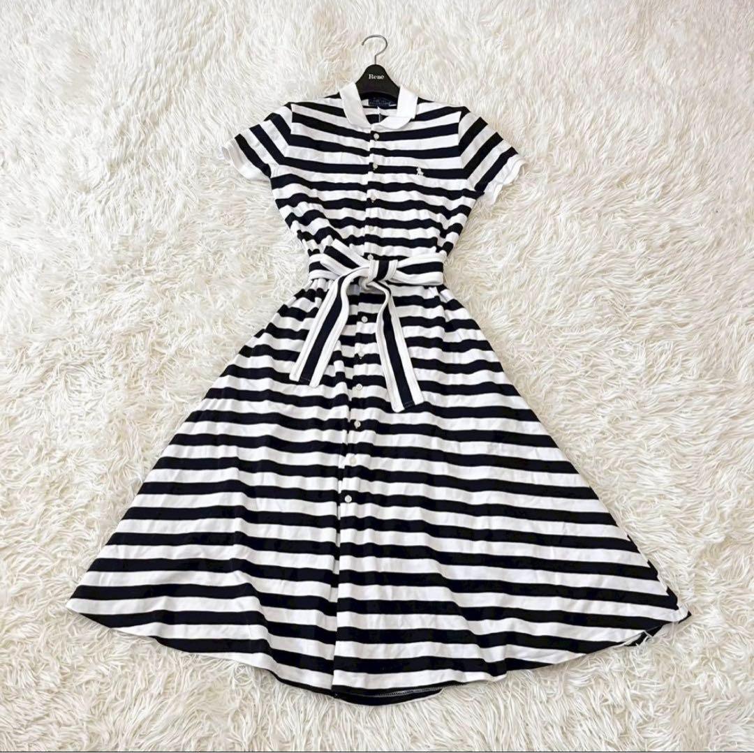 【美品】POLO RARPH LAUREN 半袖 ワンピース ポニー刺繍 リボン