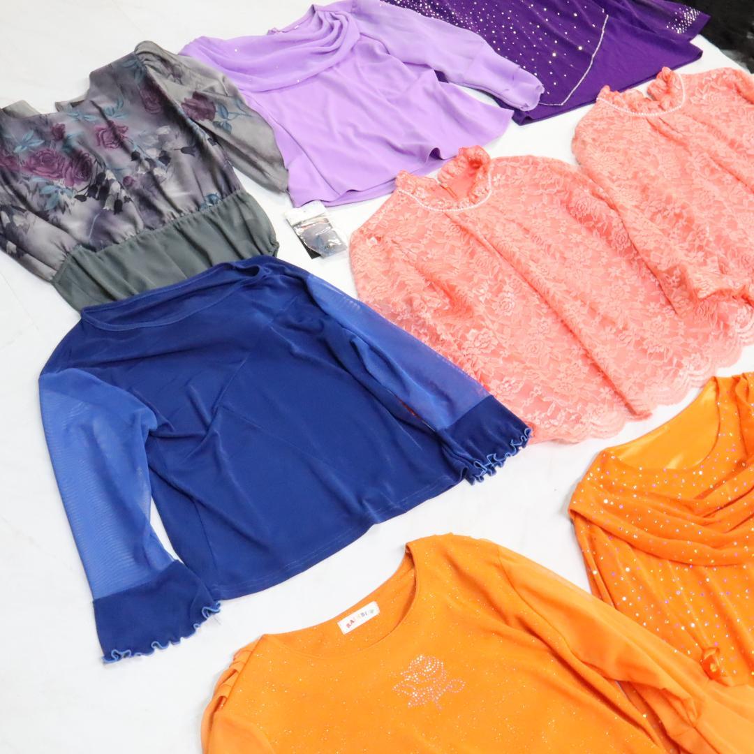 【美品 社交ダンス衣装 20点 超豪華まとめ売り】柄物ブラウス トップス 20着