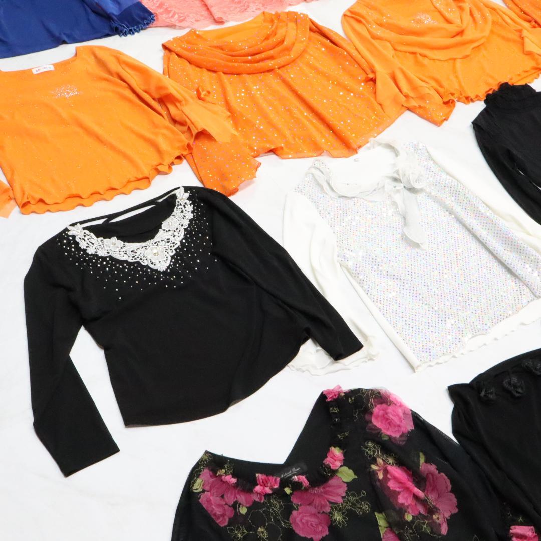 【美品 社交ダンス衣装 20点 超豪華まとめ売り】柄物ブラウス トップス 20着