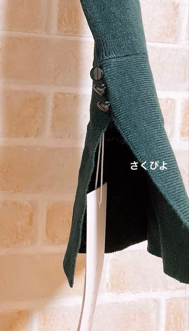 新品未使用　フレイアイディー　シアージャガードニットワンピース　ダークグリーン