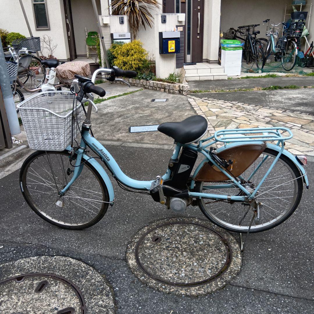 ブリジストン水色電動自転車アシスト自転車、前面バスケット付き