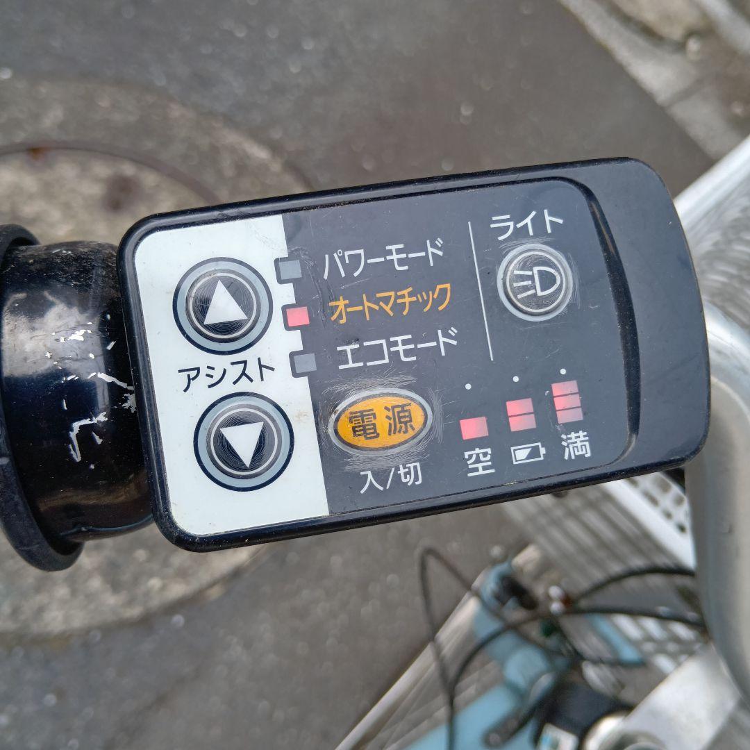 ブリジストン水色電動自転車アシスト自転車、前面バスケット付き