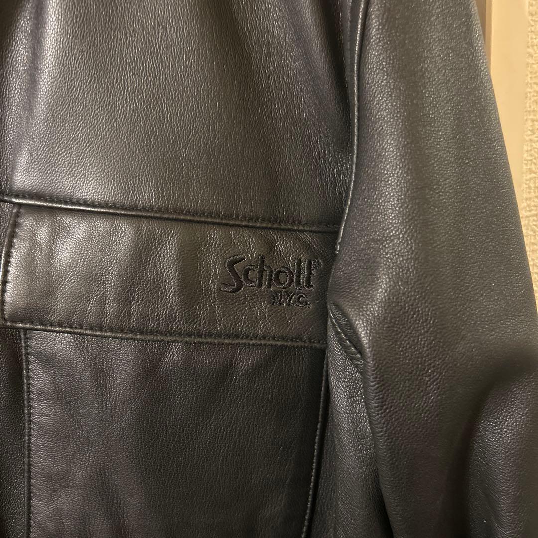 g*3様 Schott ブラック レザーシャツジャケット Lサイズ