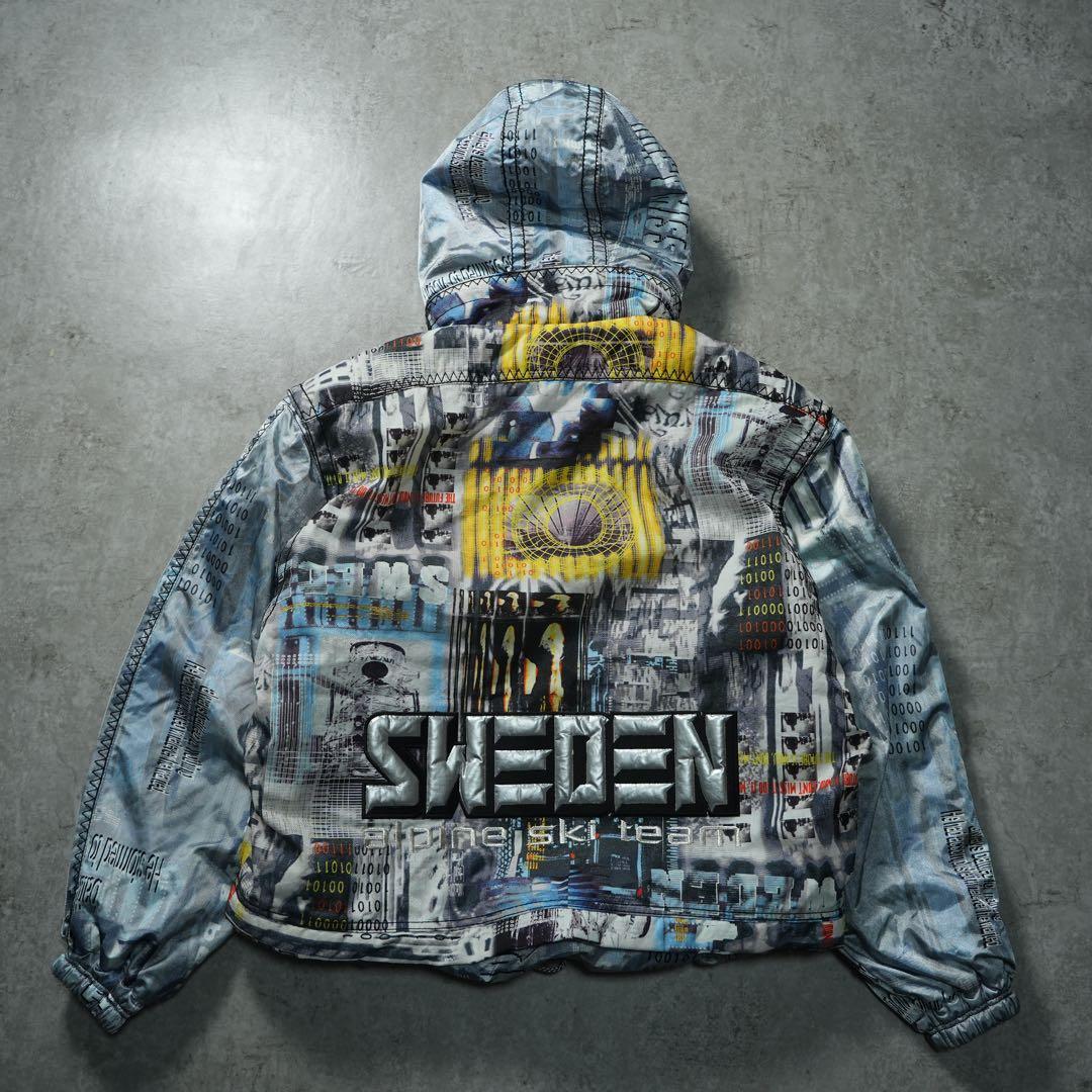 90s GOLDWIN archive 中綿ナイロンジャケット 短丈 シルバー