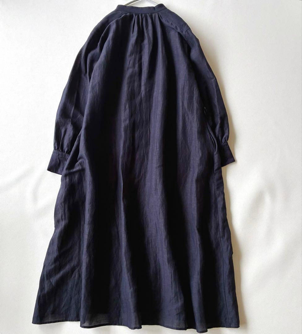 マルティニーク 定価3,5万 ゆったり上質リネン2WAYギャザーシャツワンピース