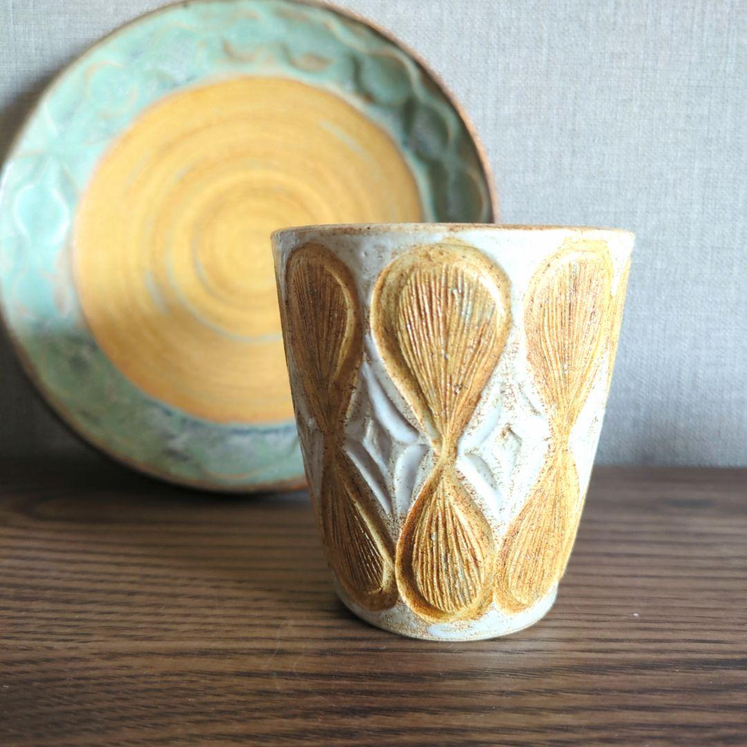 新品未使用 工房いろはさんの小皿とフリーカップ2点set③ やちむん