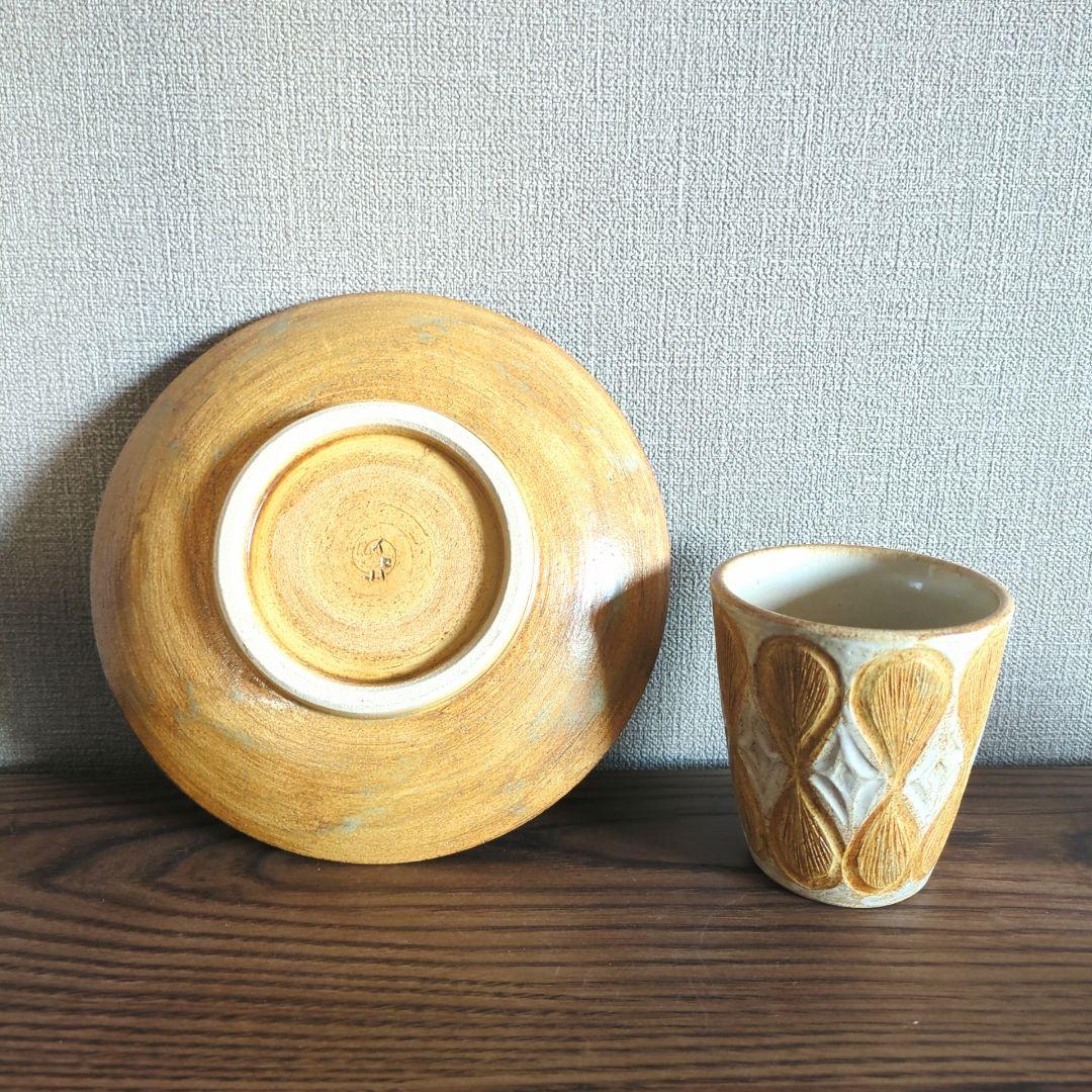 新品未使用 工房いろはさんの小皿とフリーカップ2点set③ やちむん