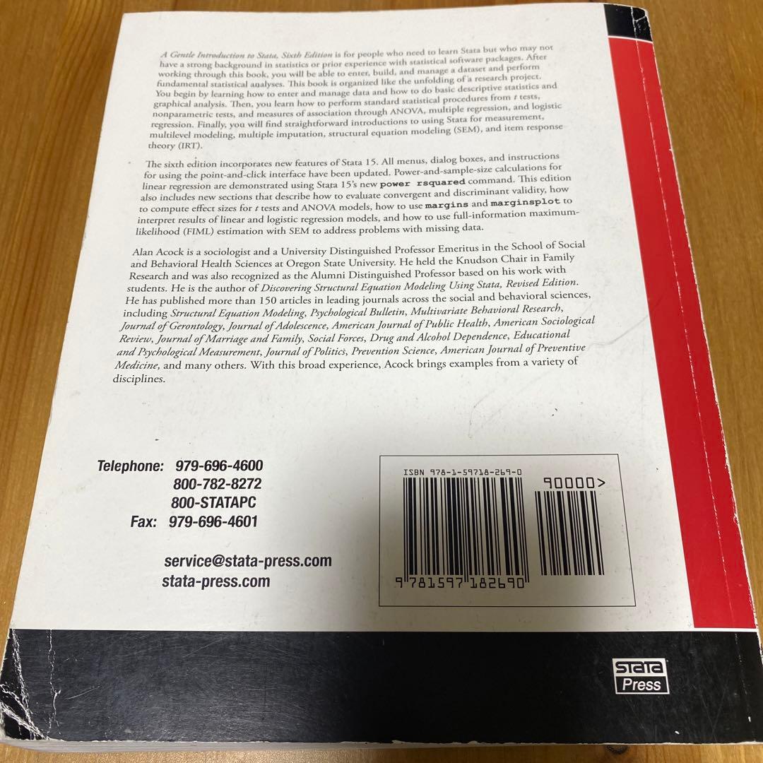 洋書 Intro to STATA 6th ed. Alan C., Stata P.