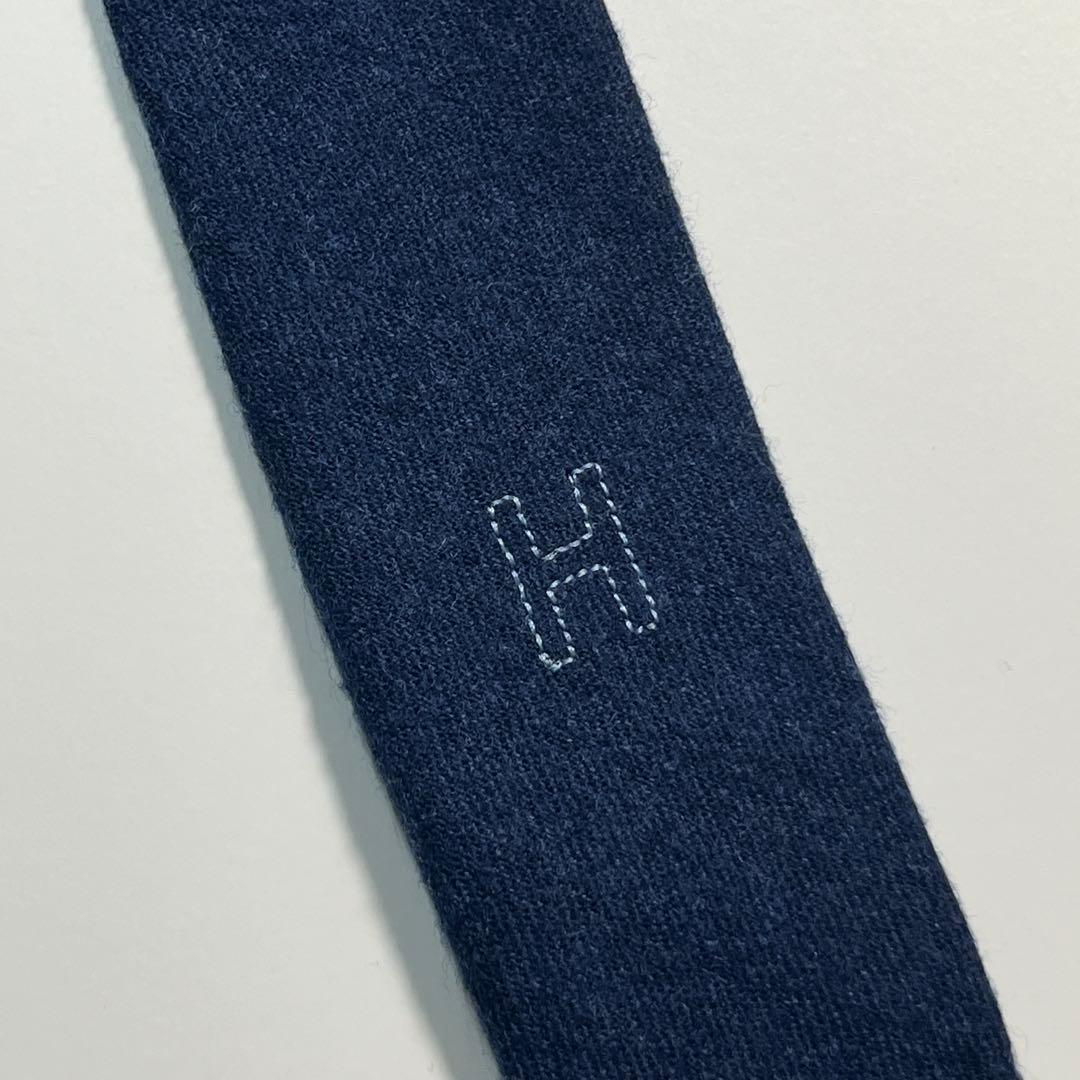 希少✨美品✨HERMES エルメス　ネクタイ　　ウール　ホース刺繍　馬 H