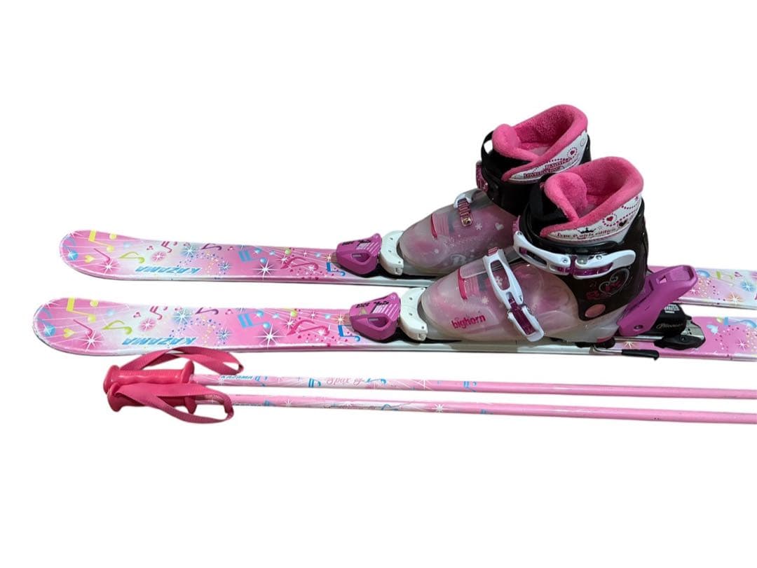 【女の子】スキー板　ストック ビンディング 4点セット 小学生用