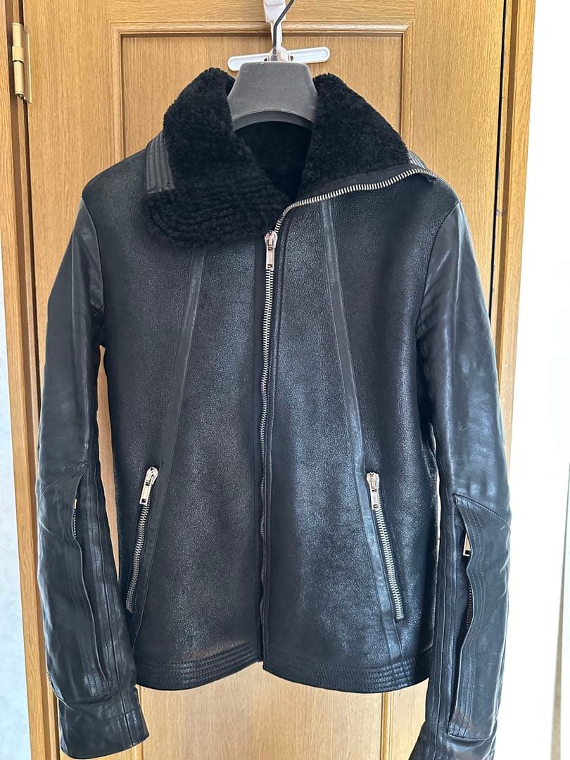 名作‼️RickOwensmoutonleather jacketdrkshdw