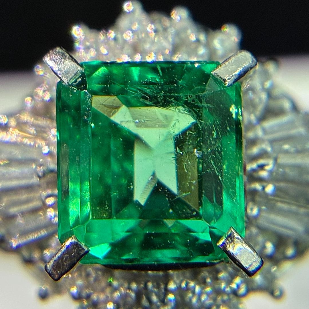 Pt900 エメラルド ダイヤモンド リング #11.5