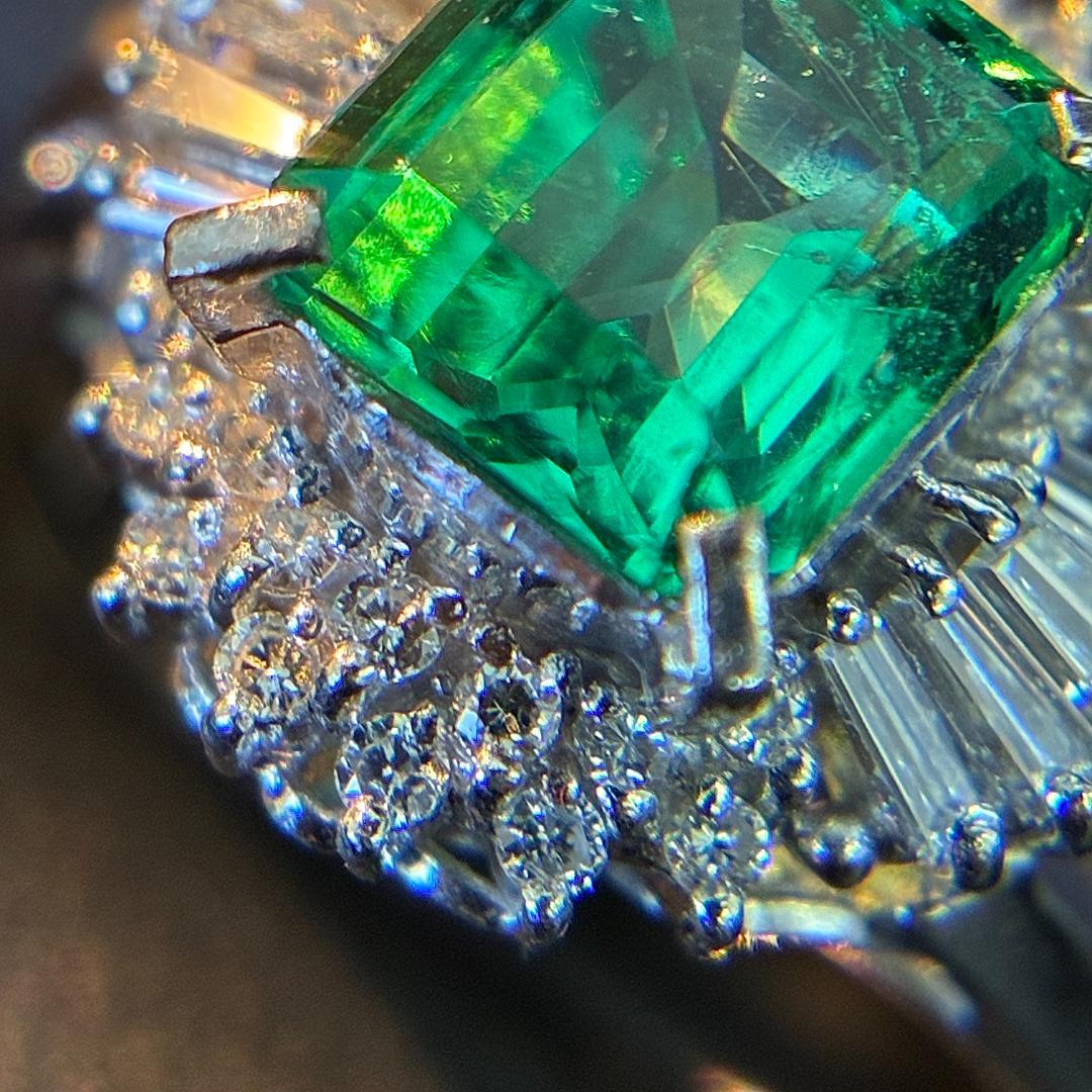 Pt900 エメラルド ダイヤモンド リング #11.5