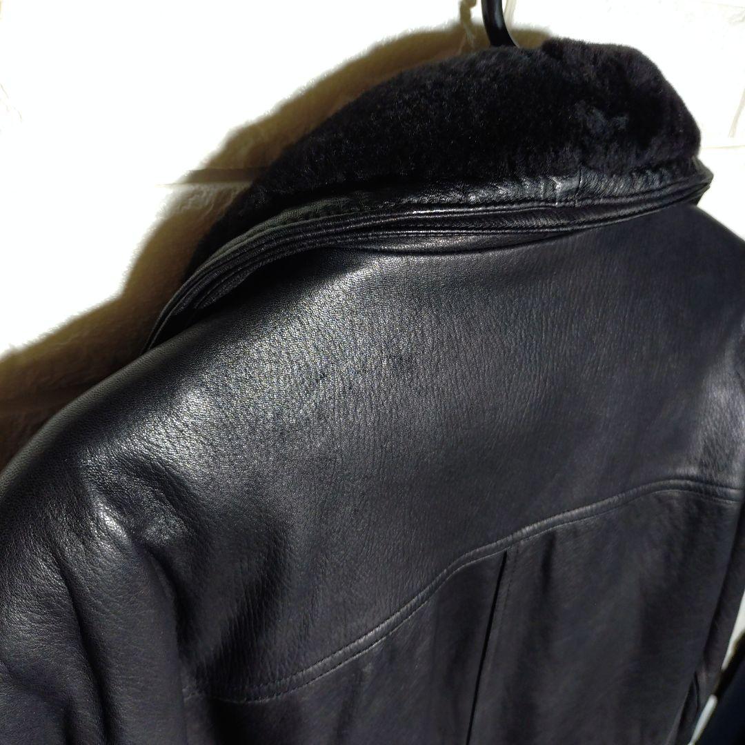 ムッシュパリ ラム レザー 羊革 キルティング ムートン コート ブラック XL