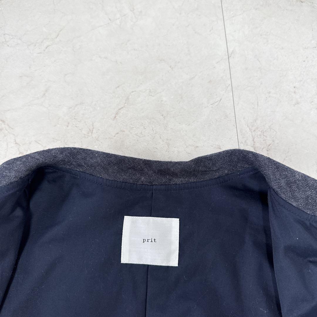 美品⭐︎prit プリット　デニムオーバーサイズジャケット　ノーカラー　反応染め