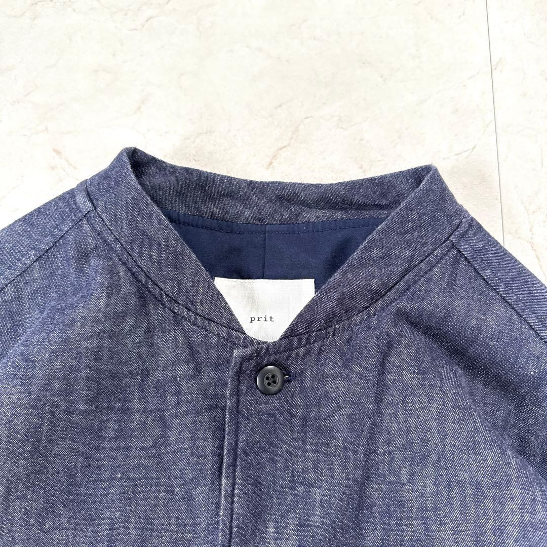 美品⭐︎prit プリット　デニムオーバーサイズジャケット　ノーカラー　反応染め