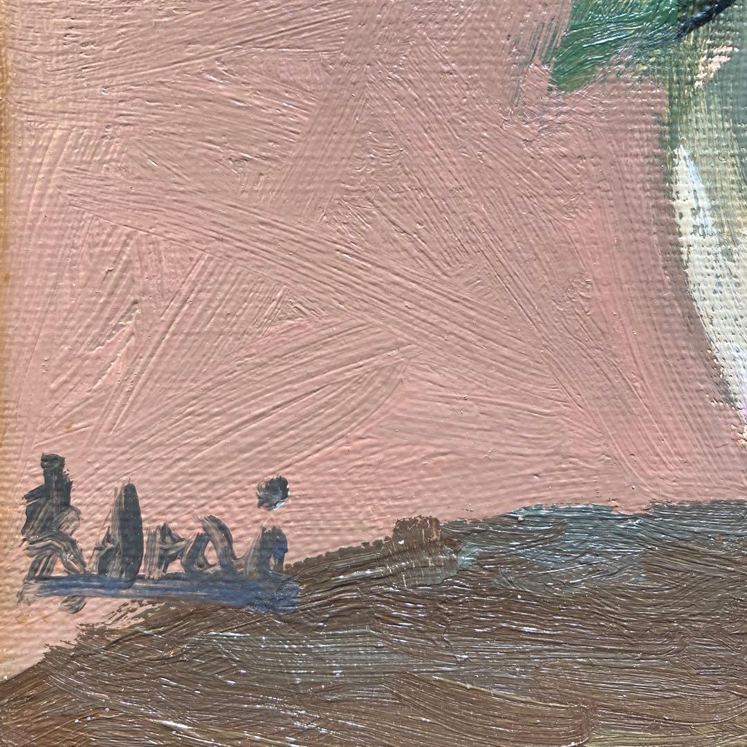 新井秀一郎「白薔薇」1990年油彩画 額50×45 絵画27.5×22cm F3