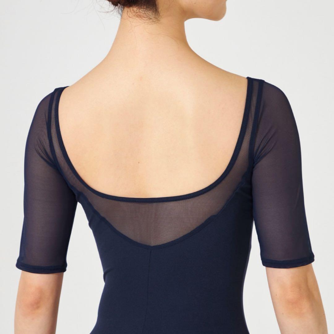 チャコット　5分袖レオタード ネイビー　Mサイズ　新品未使用タグ付