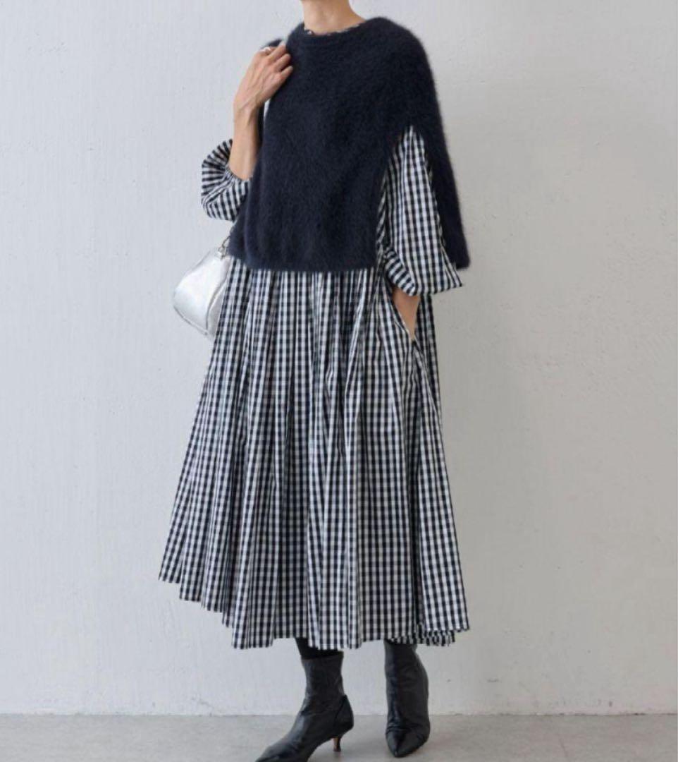 【新品】BEARDSLEY 大人気ロングワンピース ギンガムチェック　size2
