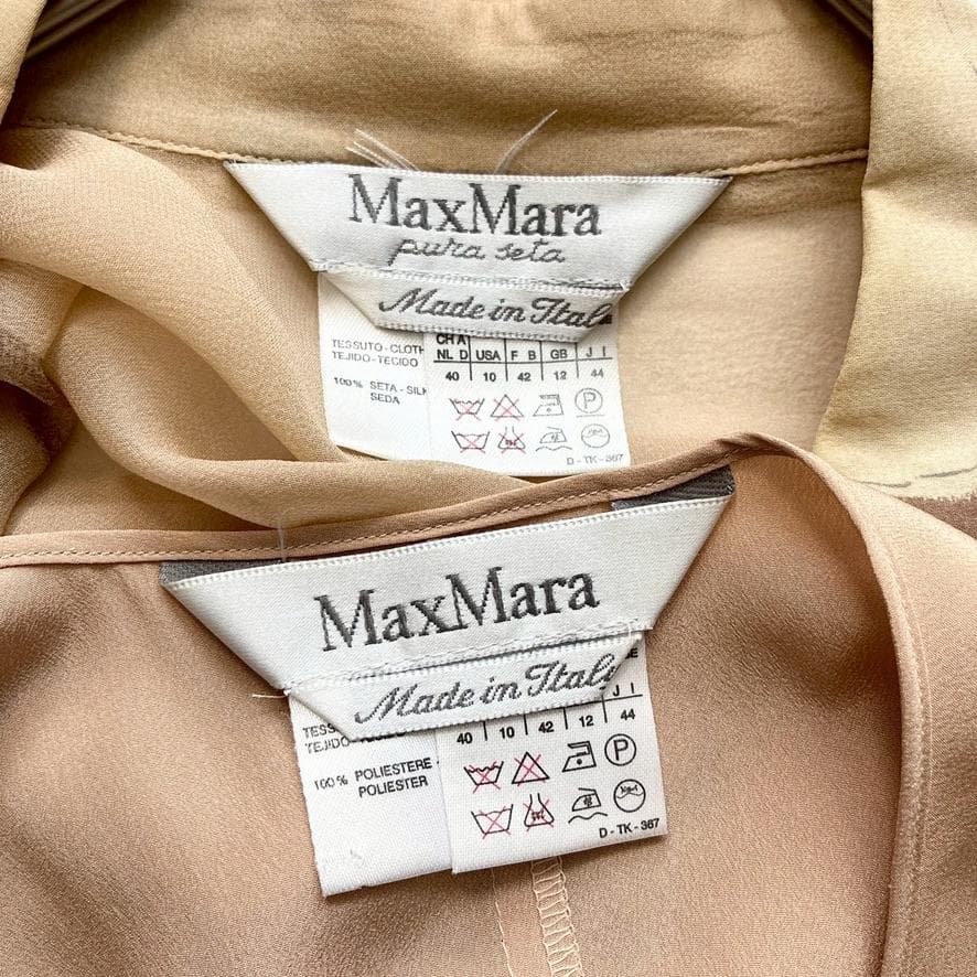 【大きいサイズ】マックスマーラ　白タグ シルク100 花柄シアーシャツワンピース