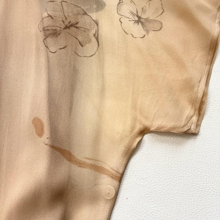 【大きいサイズ】マックスマーラ　白タグ シルク100 花柄シアーシャツワンピース