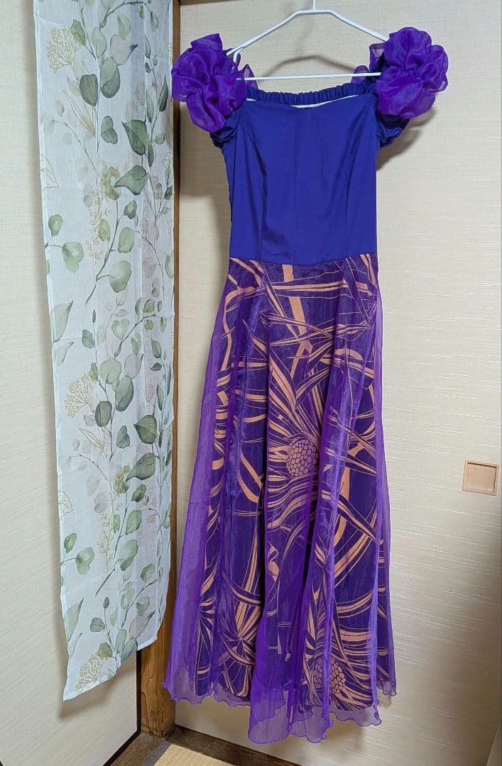 日本製 アロハスタンダード フラダンス ドレス フラドレス 紫 パープル 衣装