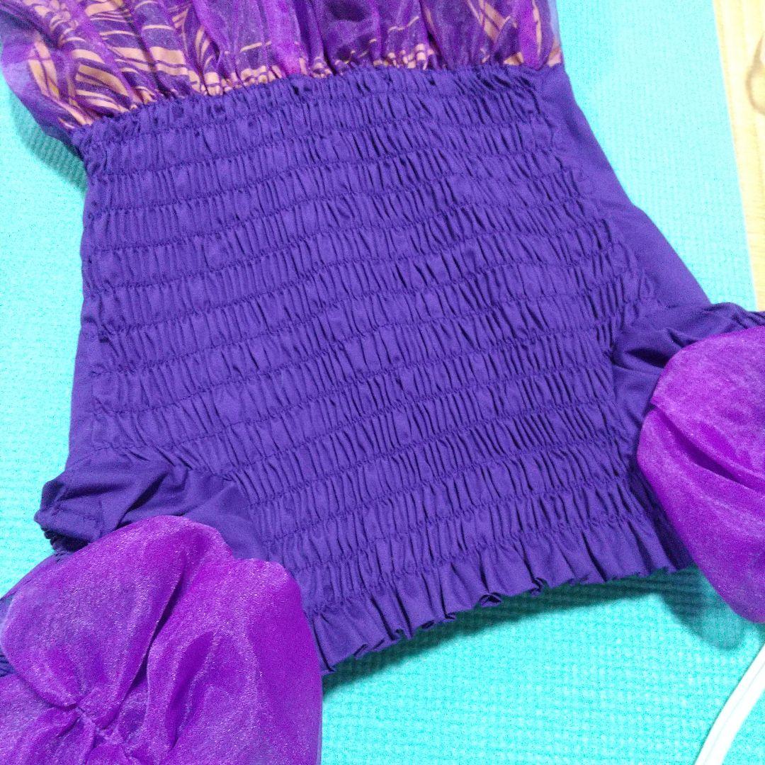 日本製 アロハスタンダード フラダンス ドレス フラドレス 紫 パープル 衣装