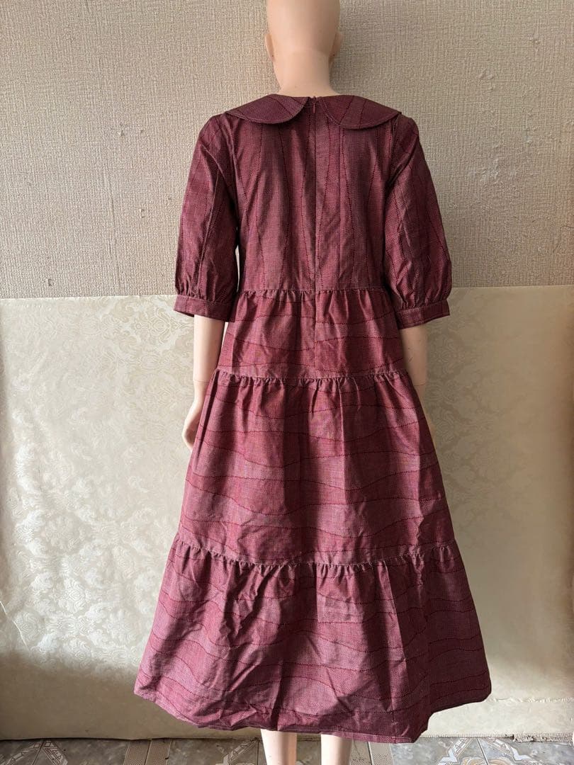 着物リメイクワンピース　大島紬　3月下司発送