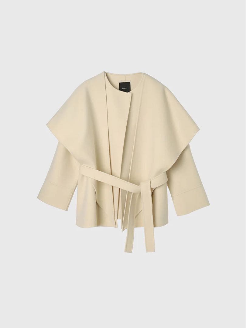 anuans リバーウールミドルマフラーコート　イエローベージュ