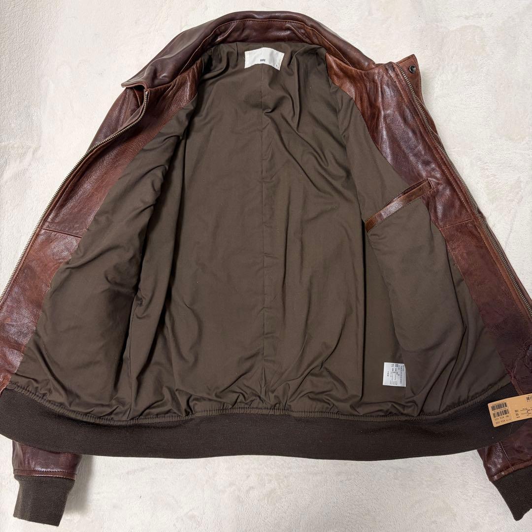 新品タグ付き HARE ラムレザー 本革 ジャケット A-2 短尺