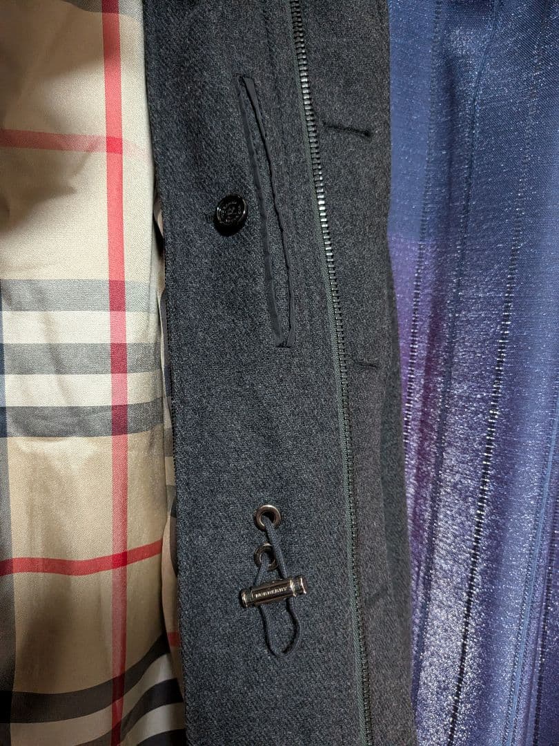 バーバリー ノバチェック フード付 ライナー付 コート 54 チャコールグレー