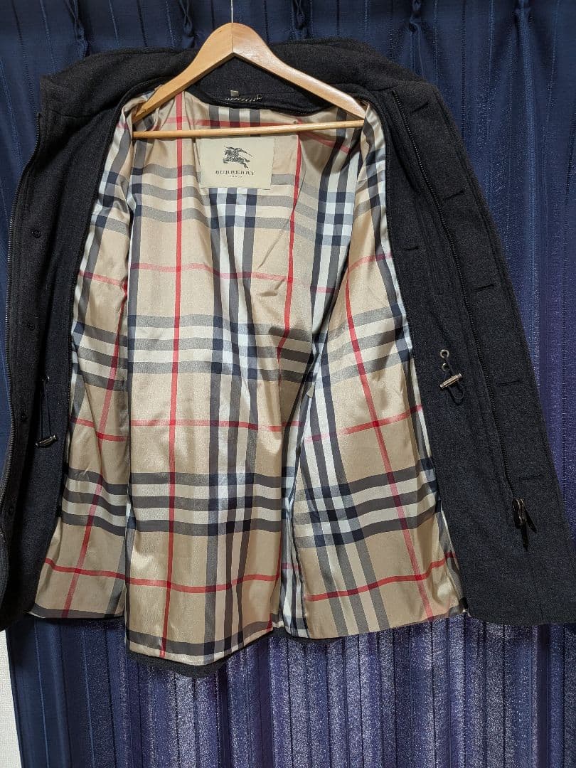 バーバリー ノバチェック フード付 ライナー付 コート 54 チャコールグレー