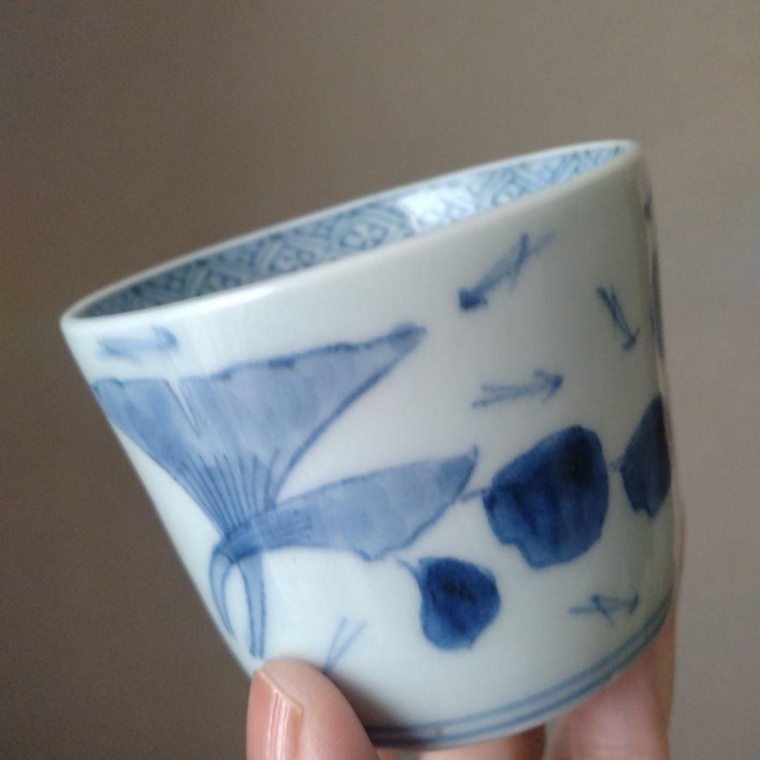 《8月サマーセール！！20％OFF》古伊万里染付銀杏文蕎麦猪口