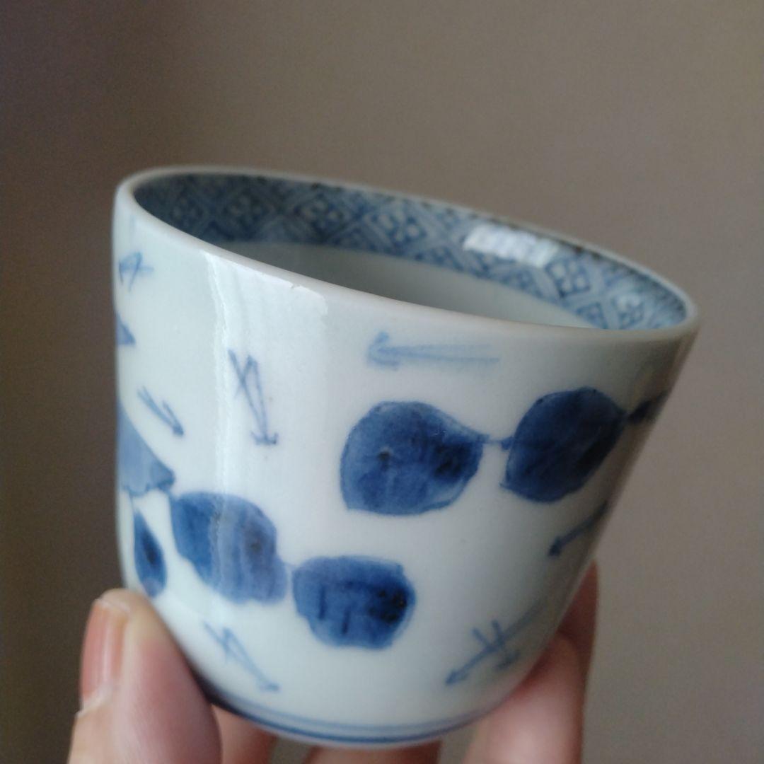 《8月サマーセール！！20％OFF》古伊万里染付銀杏文蕎麦猪口