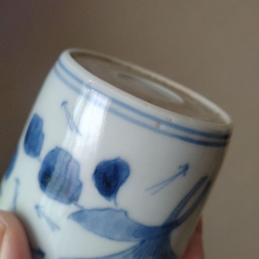 《8月サマーセール！！20％OFF》古伊万里染付銀杏文蕎麦猪口