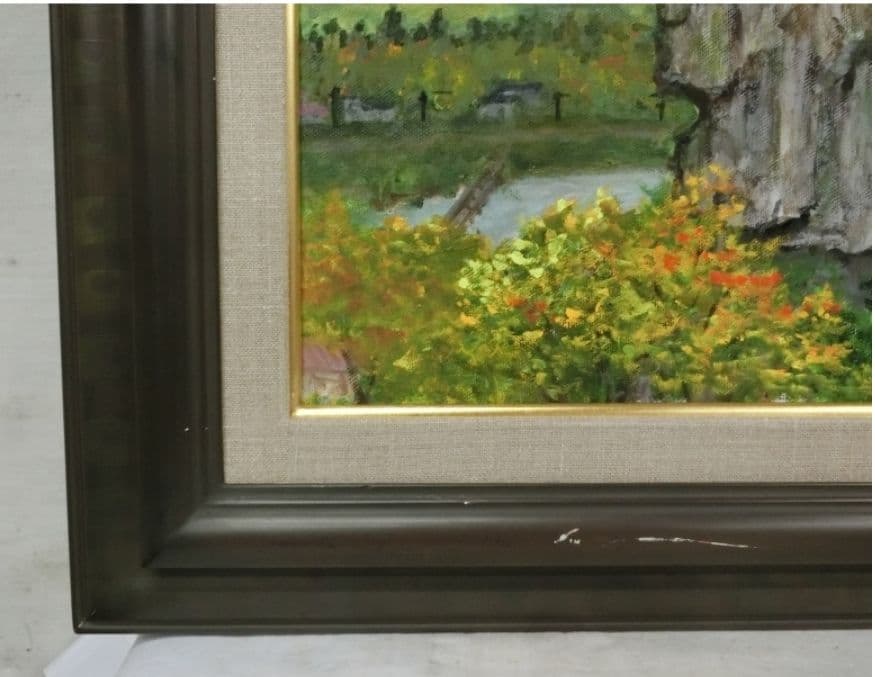 がんばりましょう山形県山寺(立石寺) 油彩 F10 額装(ガラス無)