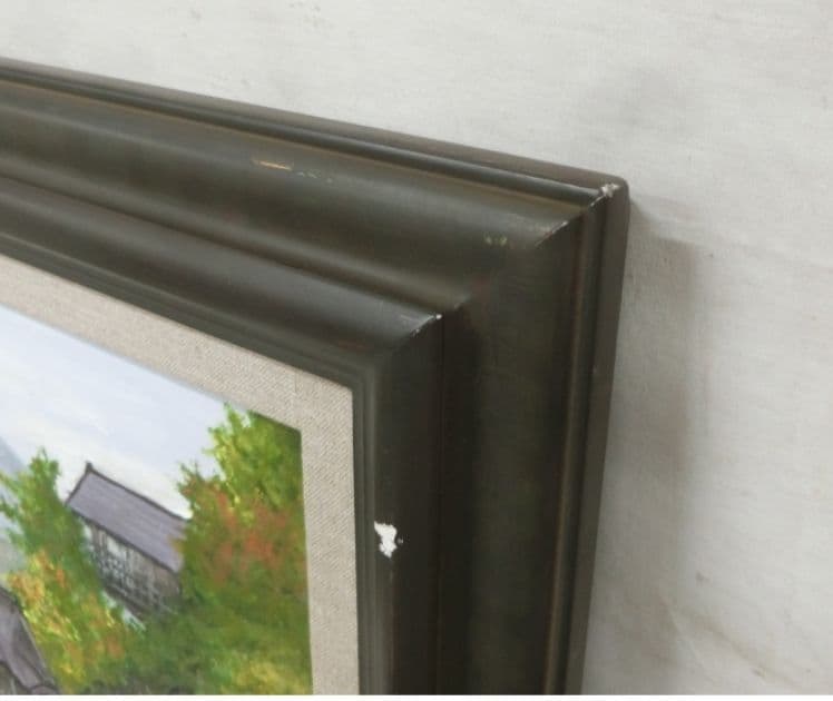 がんばりましょう山形県山寺(立石寺) 油彩 F10 額装(ガラス無)