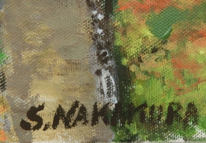 がんばりましょう山形県山寺(立石寺) 油彩 F10 額装(ガラス無)