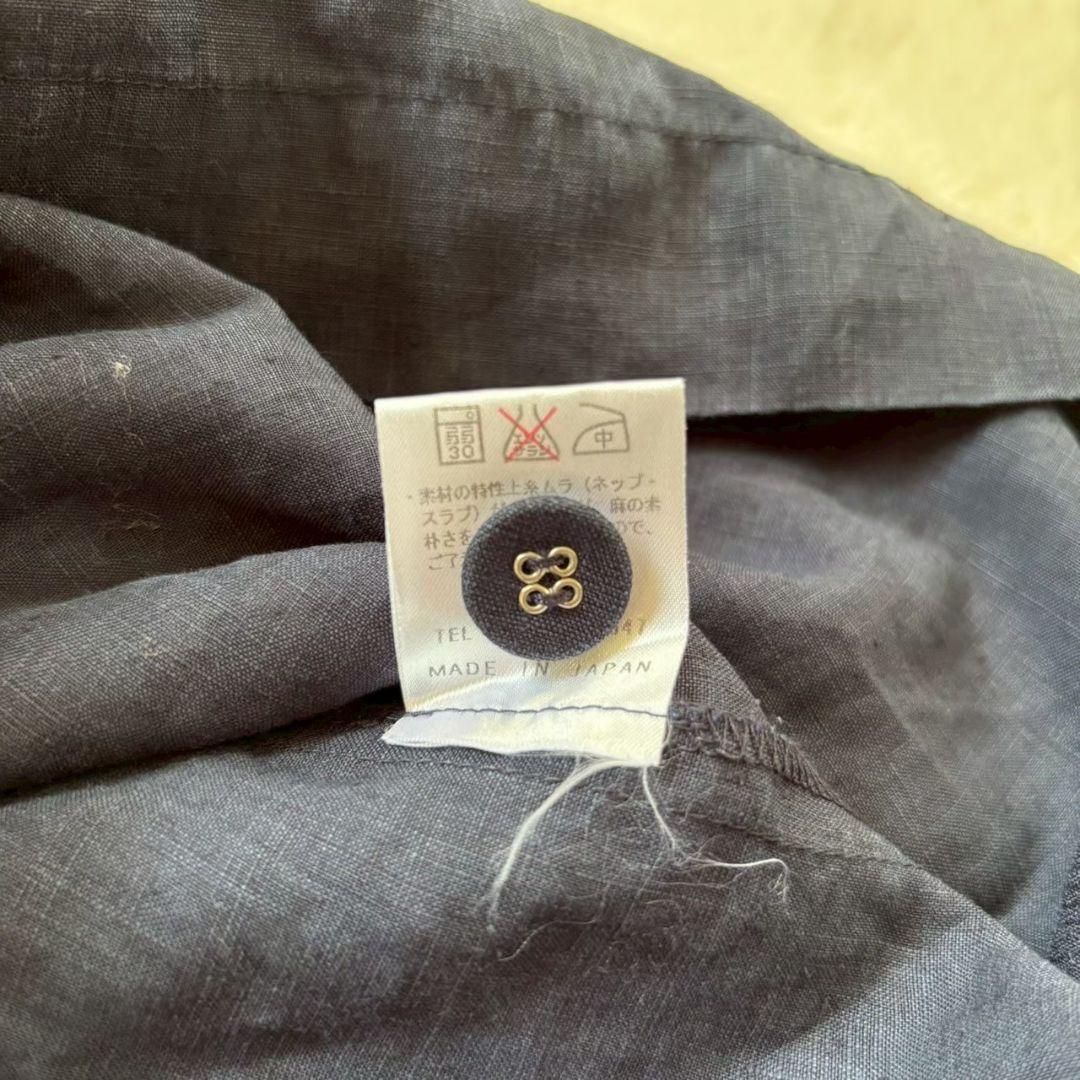 koton コトン リネン 麻 ロングワンピース シャツワンピース ネイビー