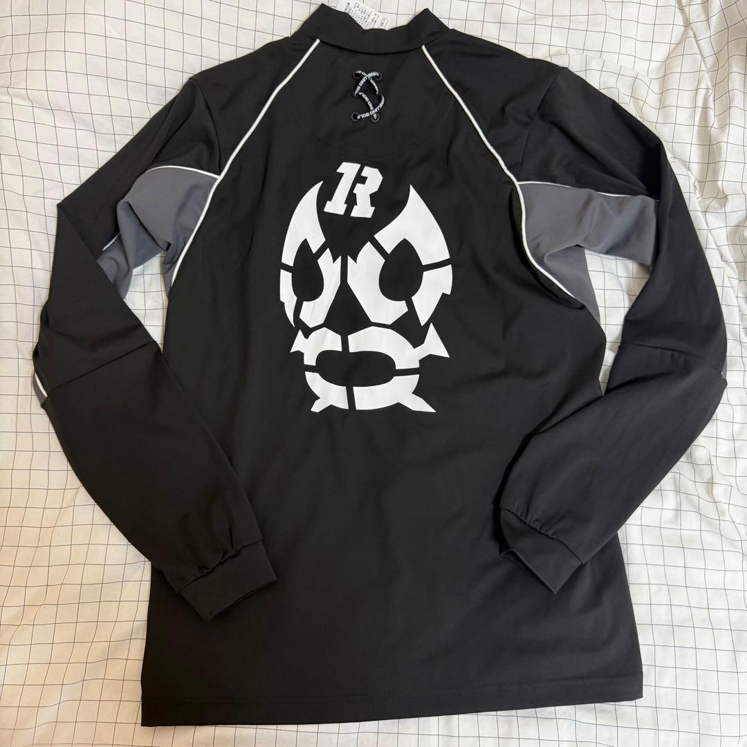 未使用 ラッセルノ　ロゴ入りロングスリーブモックネックシャツ　黒