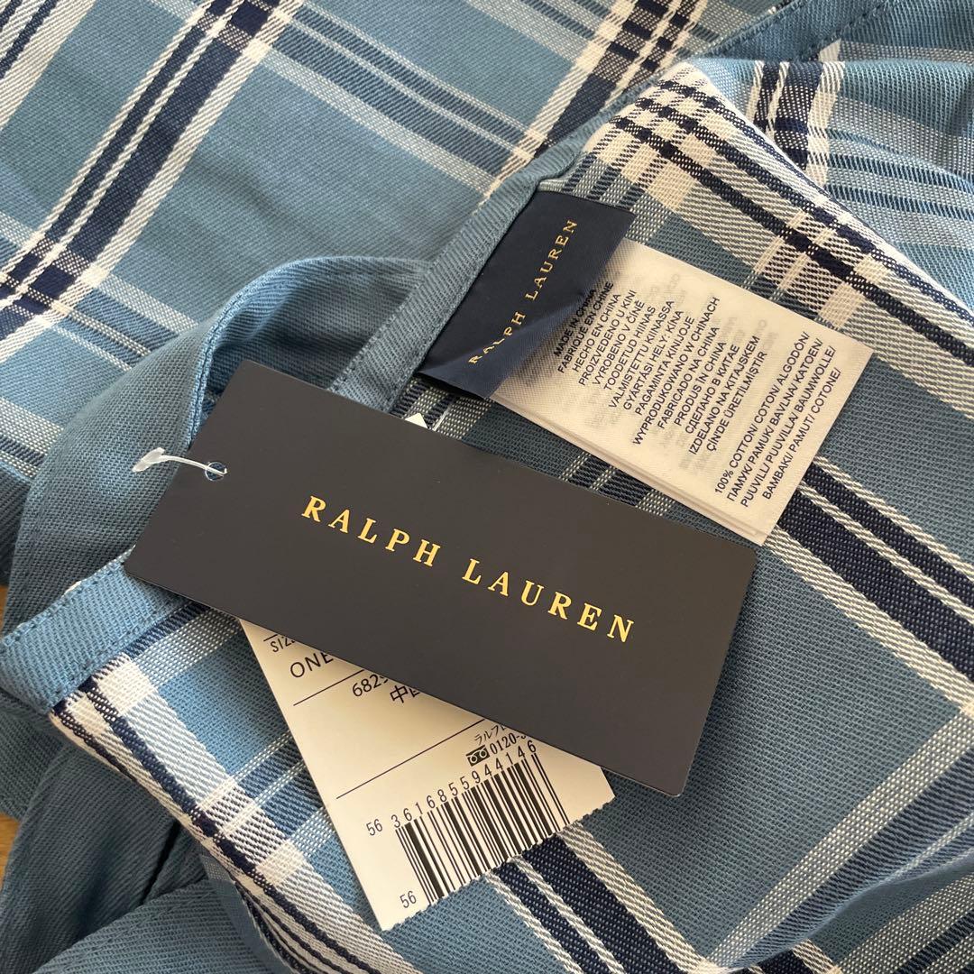 ポロ ラルフローレン コットン エプロン ブルー　チェック 新品タグ付き