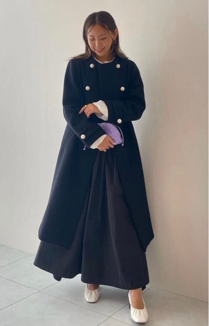 美品 Stina スティナ クローゼット ウール パールボタンコート36 完売品