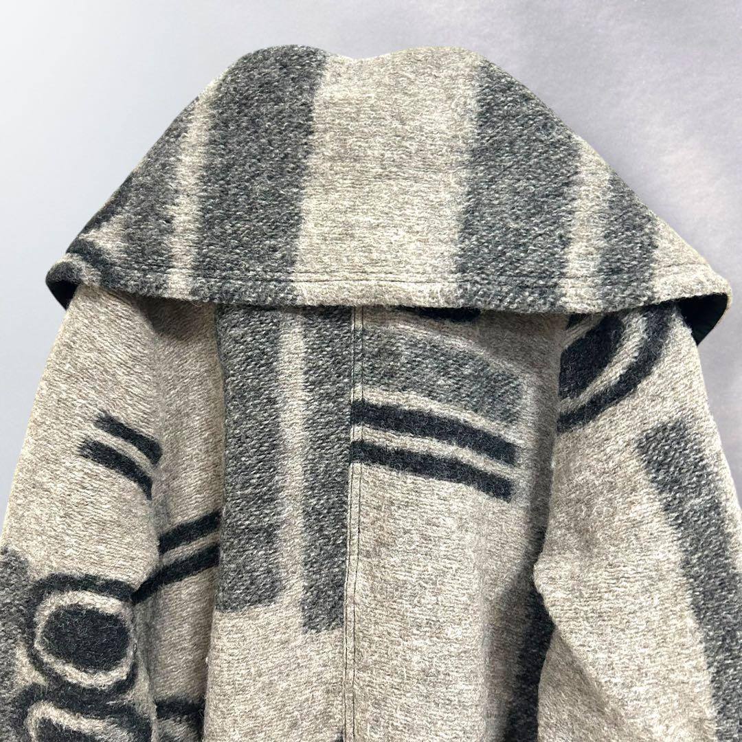 エイココンドウ 総柄 ビッグカラーコート 幾何学柄 ゆったり 42《a958