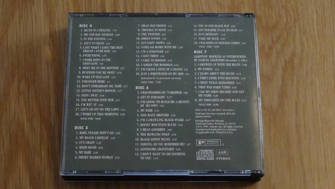 CD7枚組 ライトニン・ホプキンス「The Complete Prestige」